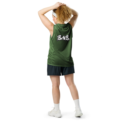 'Detroit 313' Basketball Jersey (Tag Edition) | Unisex - Pine Green