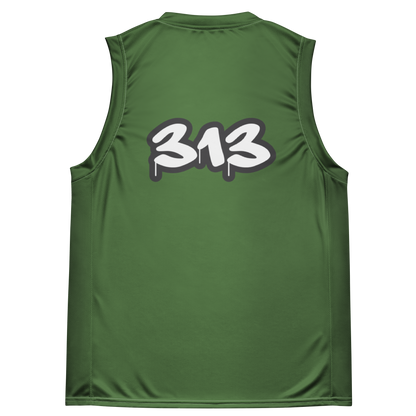 'Detroit 313' Basketball Jersey (Tag Edition) | Unisex - Pine Green