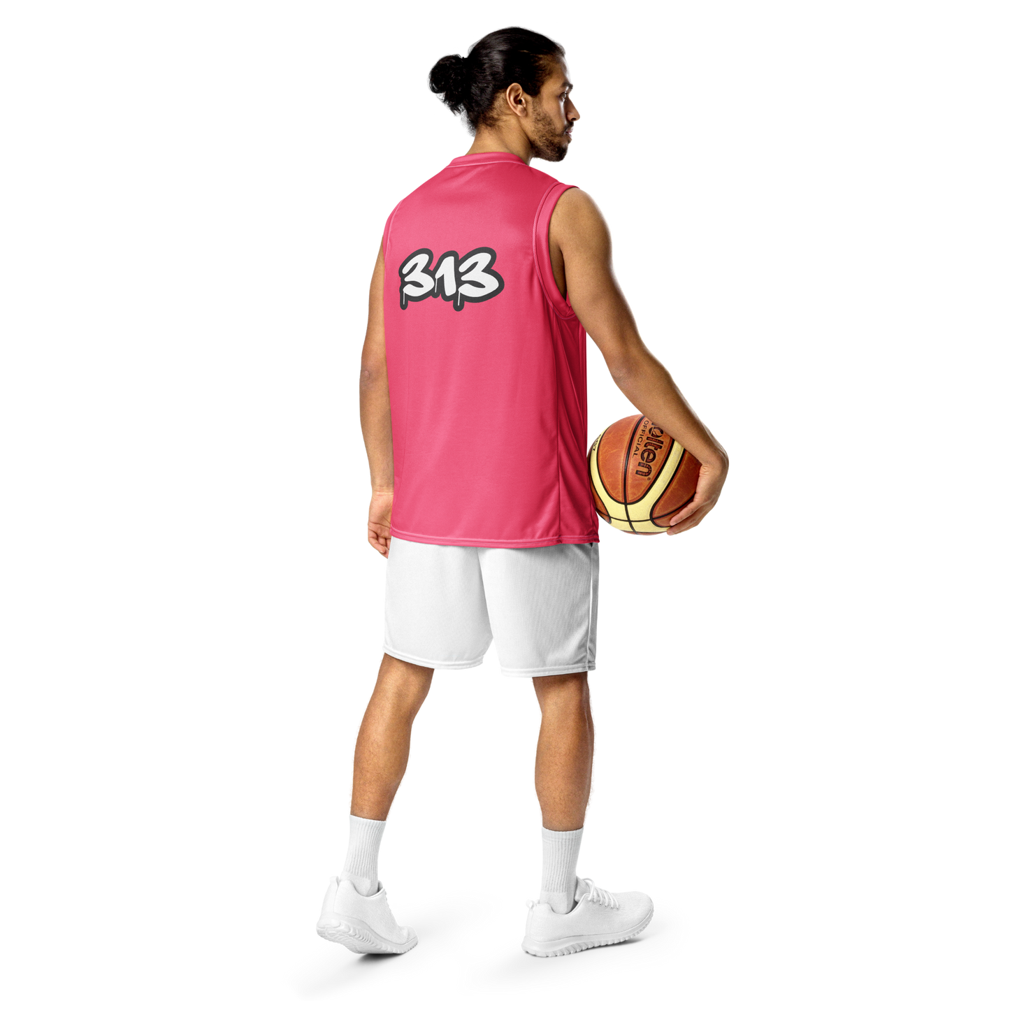 'Detroit 313' Basketball Jersey (Tag Edition) | Unisex - Rhodochrosite Pink