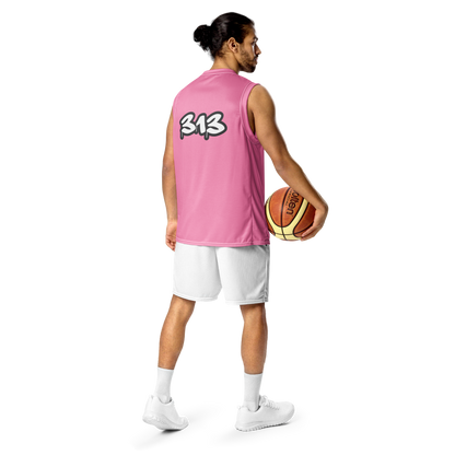 'Detroit 313' Basketball Jersey (Tag Edition) | Unisex - '67 Caddie Pink