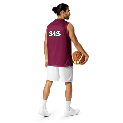 'Detroit 313' Basketball Jersey (Tag Edition) | Unisex - Ruby Red