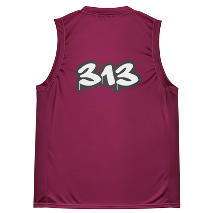 'Detroit 313' Basketball Jersey (Tag Edition) | Unisex - Ruby Red