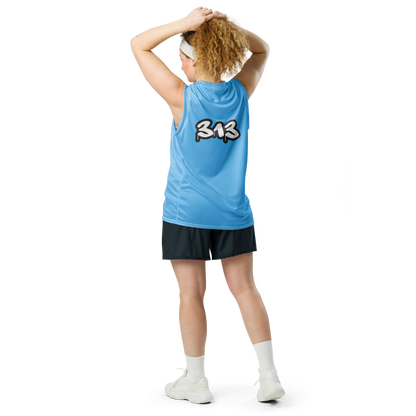 'Detroit 313' Basketball Jersey (Tag Edition) | Unisex - DTW Blue