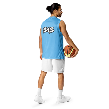 'Detroit 313' Basketball Jersey (Tag Edition) | Unisex - DTW Blue