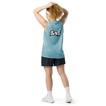 'Detroit 313' Basketball Jersey (Tag Edition) | Unisex - '58 Caddie Blue