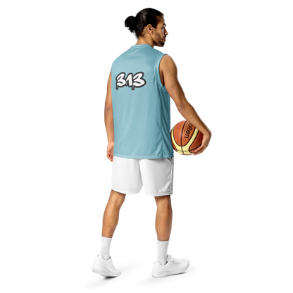 'Detroit 313' Basketball Jersey (Tag Edition) | Unisex - '58 Caddie Blue