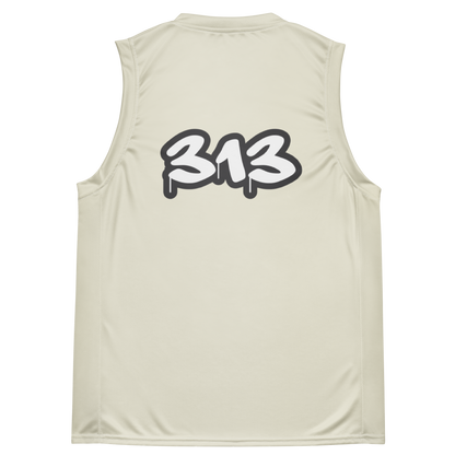 'Detroit 313' Basketball Jersey (Tag Edition) | Unisex - Ivory White