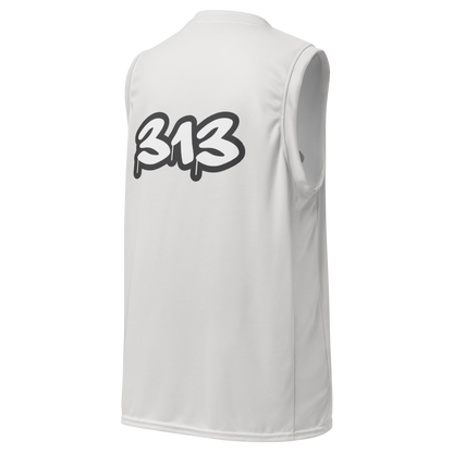 'Detroit 313' Basketball Jersey (Tag Edition) | Unisex - Birch Bark White