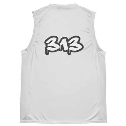 'Detroit 313' Basketball Jersey (Tag Edition) | Unisex - Birch Bark White