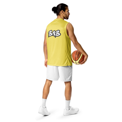 'Detroit 313' Basketball Jersey (Tag Edition) | Unisex - Cherry Yellow