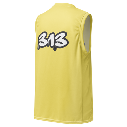 'Detroit 313' Basketball Jersey (Tag Edition) | Unisex - Cherry Yellow