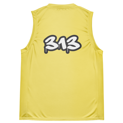 'Detroit 313' Basketball Jersey (Tag Edition) | Unisex - Cherry Yellow