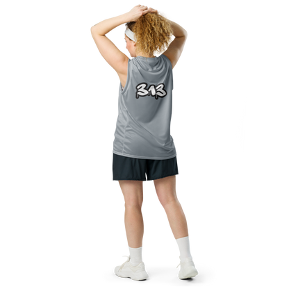 'Detroit 313' Basketball Jersey (Tag Edition) | Unisex - Silver