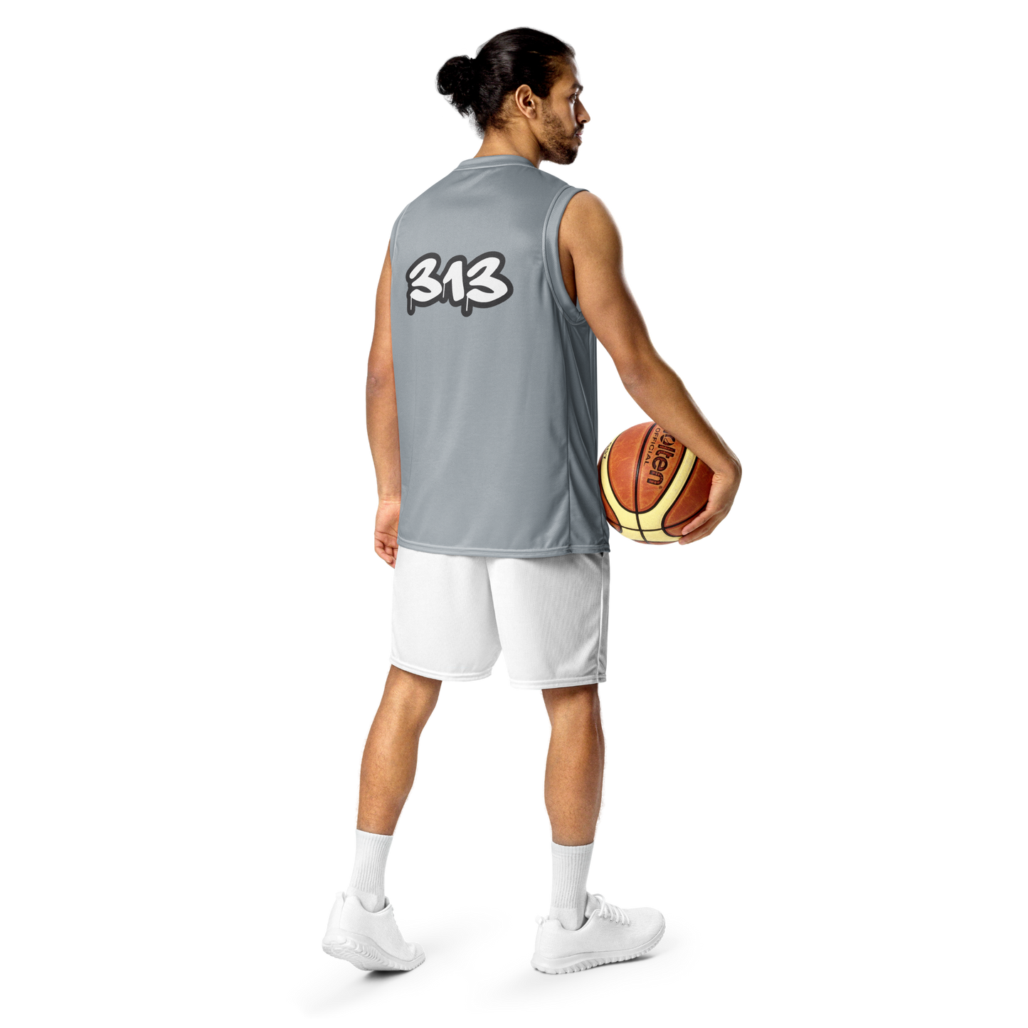 'Detroit 313' Basketball Jersey (Tag Edition) | Unisex - Silver