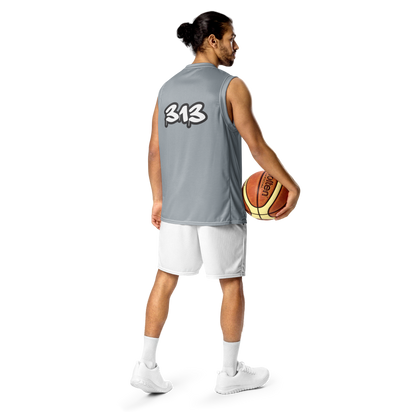 'Detroit 313' Basketball Jersey (Tag Edition) | Unisex - Silver