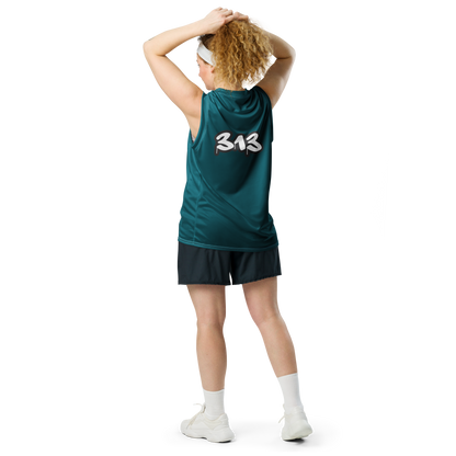 'Detroit 313' Basketball Jersey (Tag Edition) | Unisex - Auburn Hills Teal