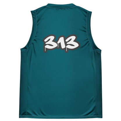 'Detroit 313' Basketball Jersey (Tag Edition) | Unisex - Auburn Hills Teal