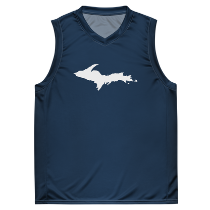 Michigan Upper Peninsula Basketball Jersey  (w/ UP Outline) | Unisex - Navy