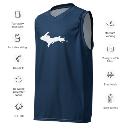 Michigan Upper Peninsula Basketball Jersey  (w/ UP Outline) | Unisex - Navy