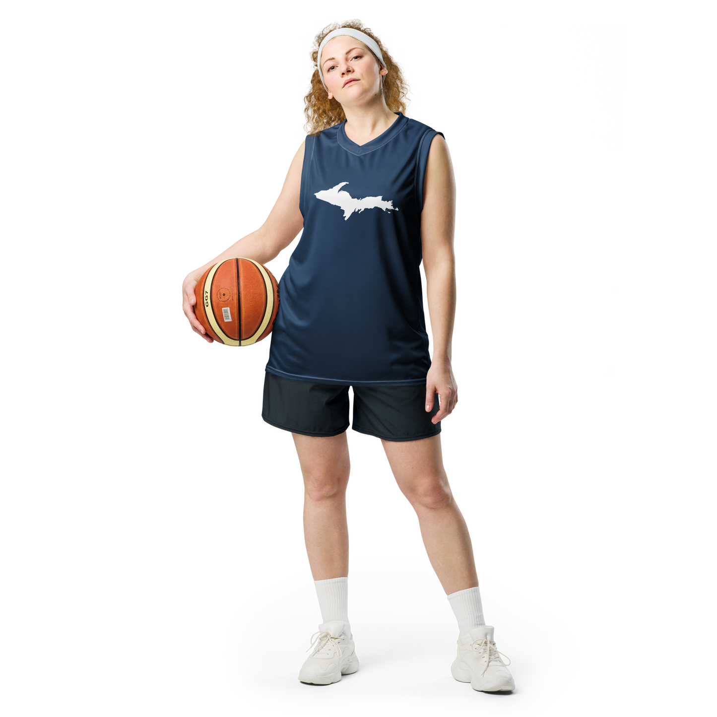 Michigan Upper Peninsula Basketball Jersey  (w/ UP Outline) | Unisex - Navy