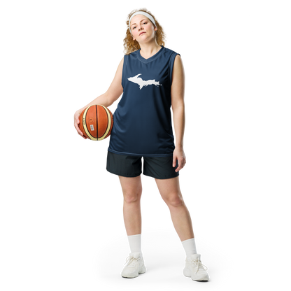 Michigan Upper Peninsula Basketball Jersey  (w/ UP Outline) | Unisex - Navy