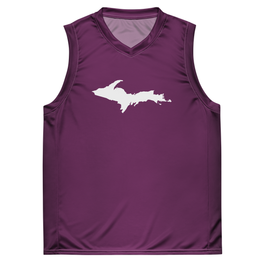 Michigan Upper Peninsula Basketball Jersey (w/ UP Outline) | Unisex - Tyrian Purple