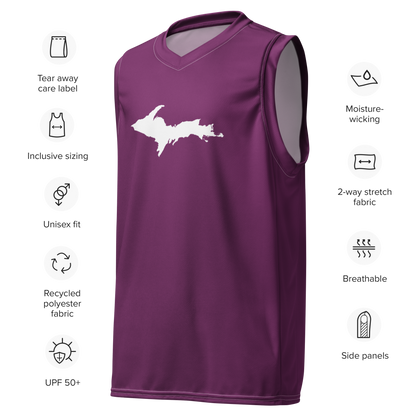 Michigan Upper Peninsula Basketball Jersey (w/ UP Outline) | Unisex - Tyrian Purple