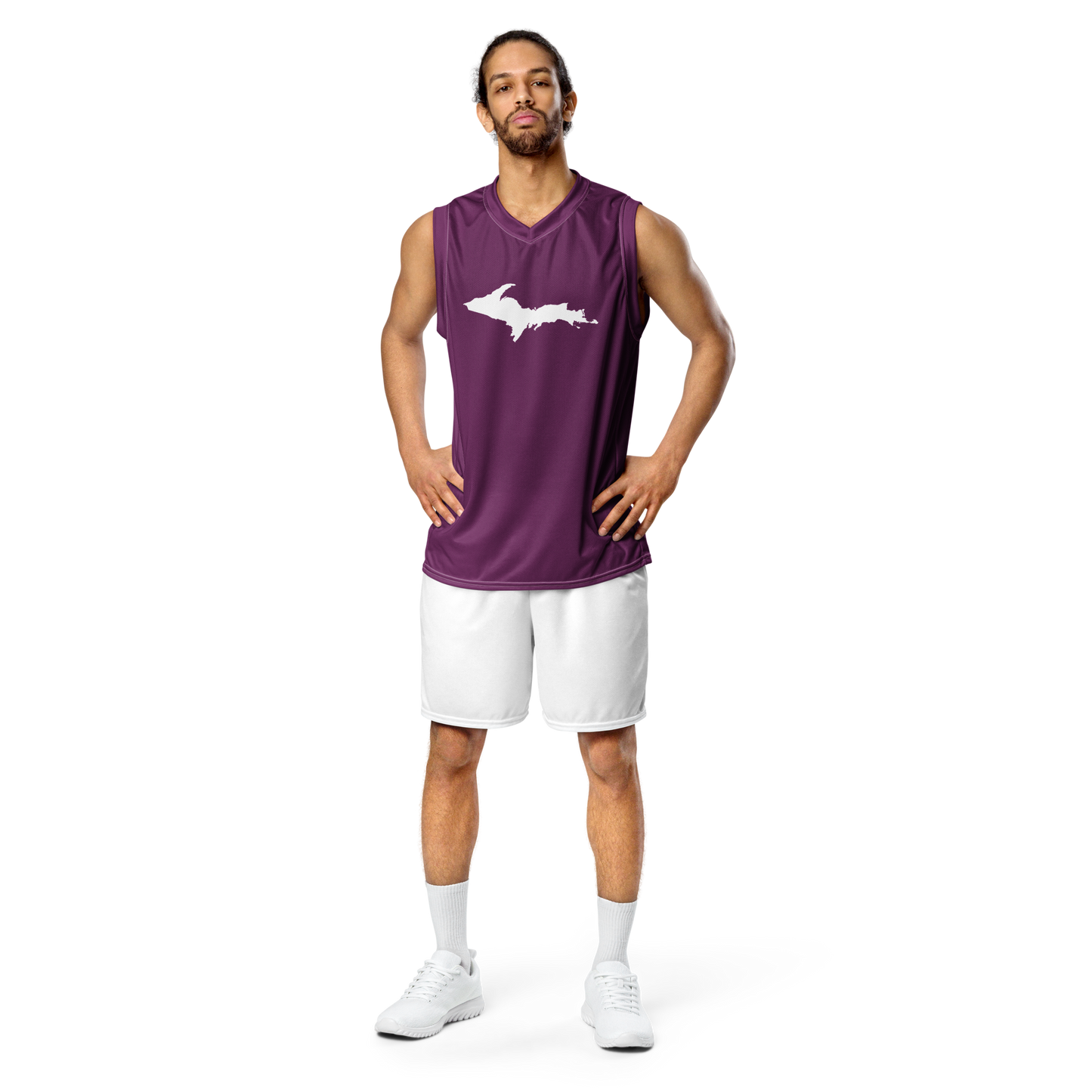 Michigan Upper Peninsula Basketball Jersey (w/ UP Outline) | Unisex - Tyrian Purple