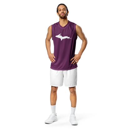 Michigan Upper Peninsula Basketball Jersey (w/ UP Outline) | Unisex - Tyrian Purple