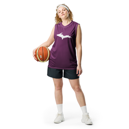 Michigan Upper Peninsula Basketball Jersey (w/ UP Outline) | Unisex - Tyrian Purple