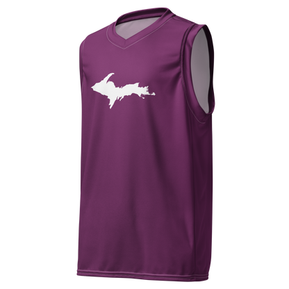 Michigan Upper Peninsula Basketball Jersey (w/ UP Outline) | Unisex - Tyrian Purple