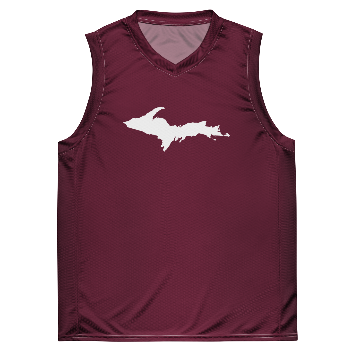 Michigan Upper Peninsula Basketball Jersey (w/ UP Outline) | Unisex - Old Mission Burgundy