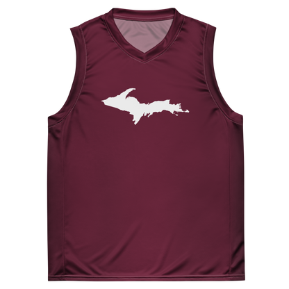 Michigan Upper Peninsula Basketball Jersey (w/ UP Outline) | Unisex - Old Mission Burgundy