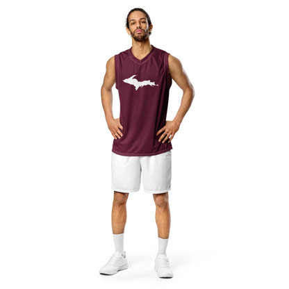 Michigan Upper Peninsula Basketball Jersey (w/ UP Outline) | Unisex - Old Mission Burgundy