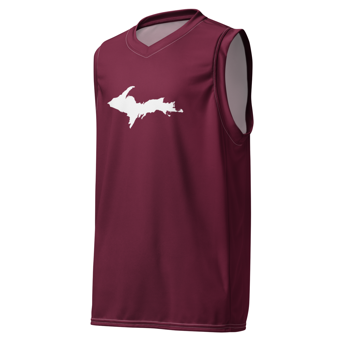 Michigan Upper Peninsula Basketball Jersey (w/ UP Outline) | Unisex - Old Mission Burgundy