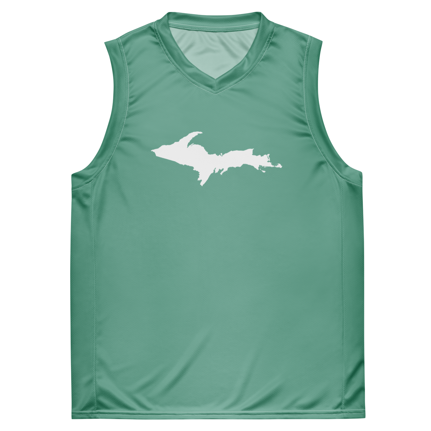 Michigan Upper Peninsula Basketball Jersey ( w/ UP Outline) | Unisex - Metallic Mint Green