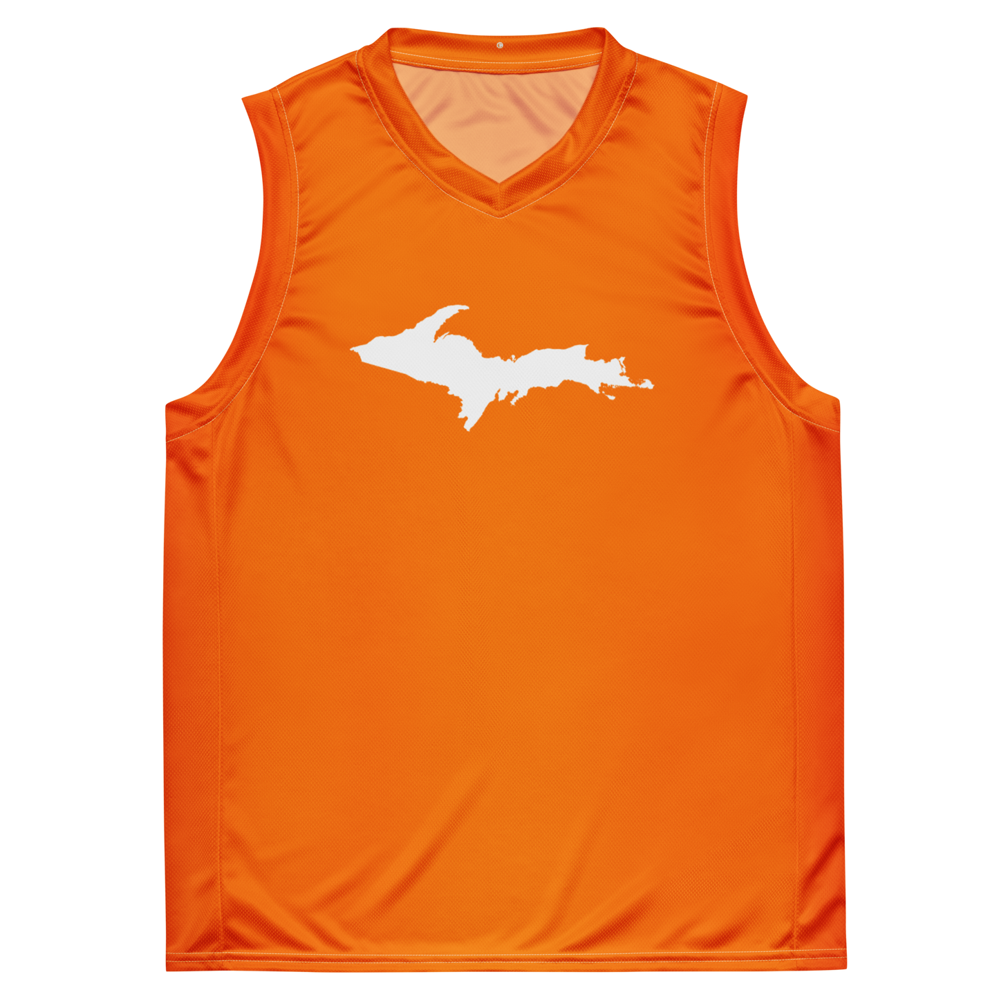 Michigan Upper Peninsula Basketball Jersey (w/ UP Outline) | Unisex - Safety Orange