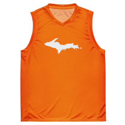 Michigan Upper Peninsula Basketball Jersey (w/ UP Outline) | Unisex - Safety Orange