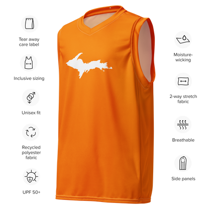 Michigan Upper Peninsula Basketball Jersey (w/ UP Outline) | Unisex - Safety Orange