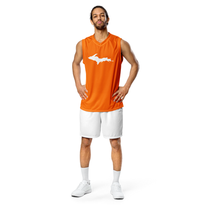 Michigan Upper Peninsula Basketball Jersey (w/ UP Outline) | Unisex - Safety Orange