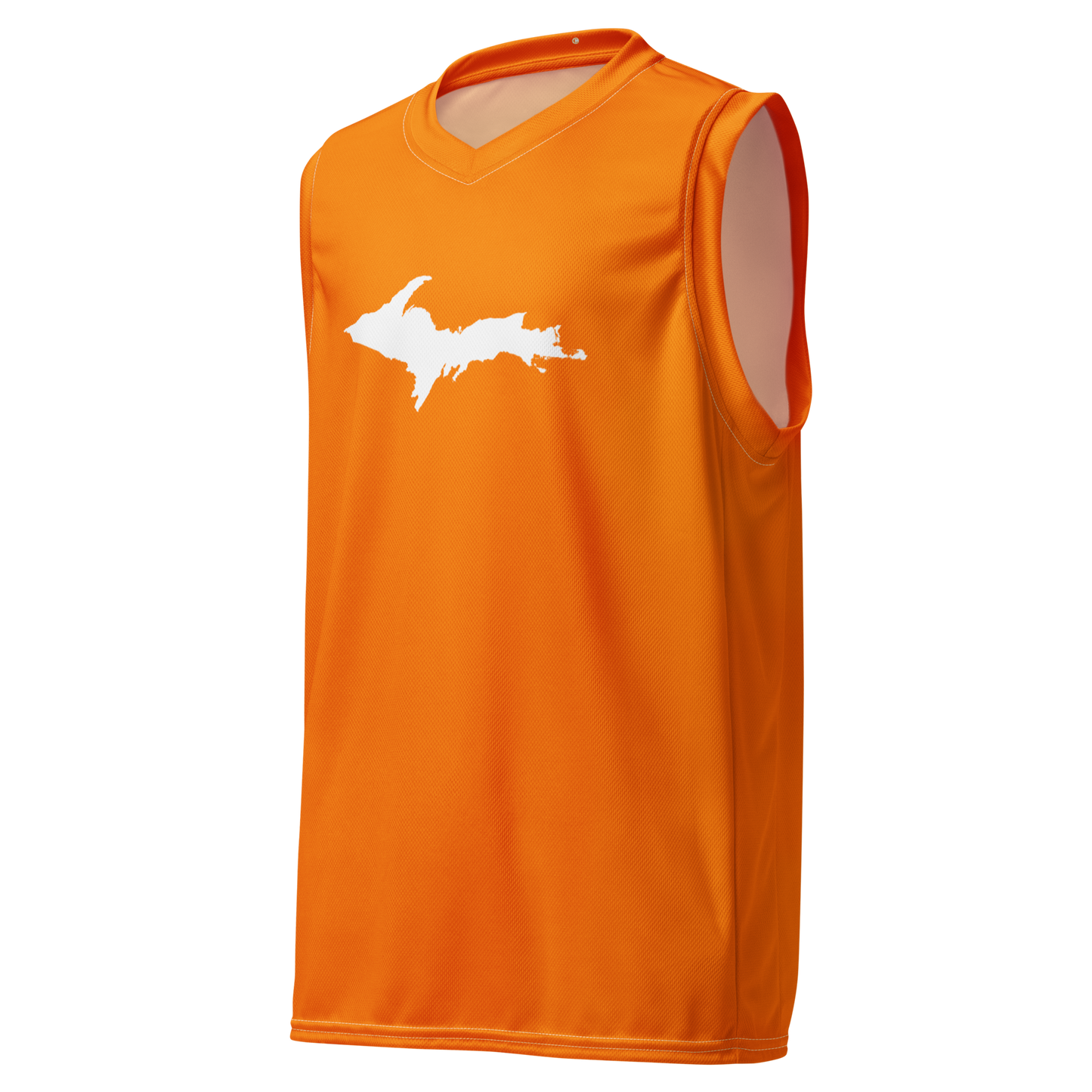 Michigan Upper Peninsula Basketball Jersey (w/ UP Outline) | Unisex - Safety Orange