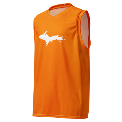 Michigan Upper Peninsula Basketball Jersey (w/ UP Outline) | Unisex - Safety Orange