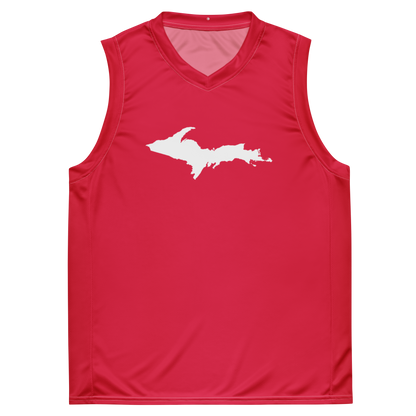 Michigan Upper Peninsula Basketball Jersey (w/ UP Outline) | Unisex - Lighthouse Red