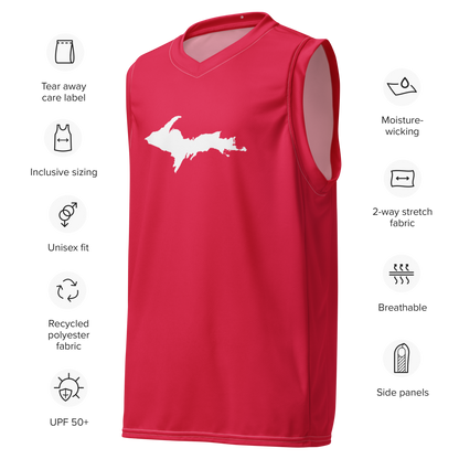 Michigan Upper Peninsula Basketball Jersey (w/ UP Outline) | Unisex - Lighthouse Red