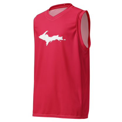 Michigan Upper Peninsula Basketball Jersey (w/ UP Outline) | Unisex - Lighthouse Red