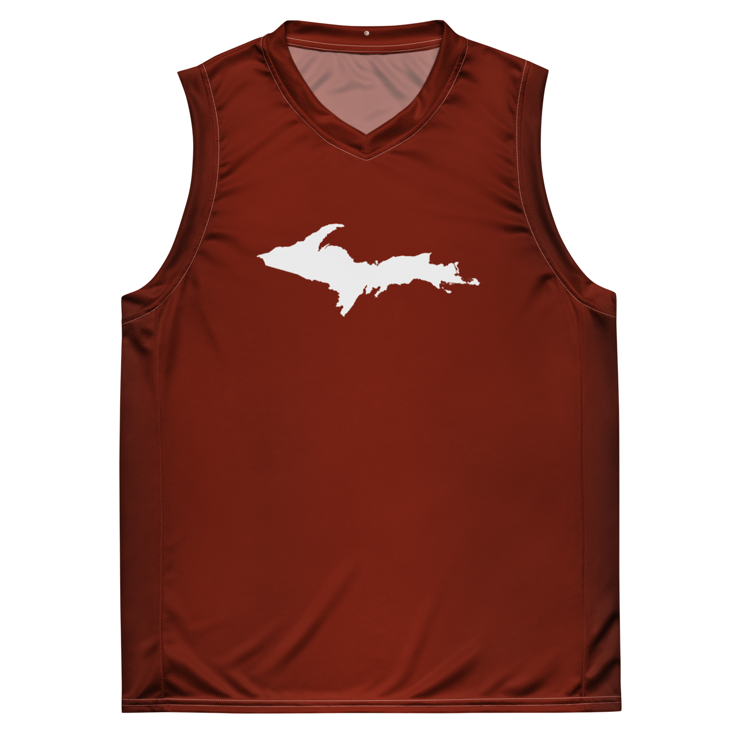 Michigan Upper Peninsula Basketball Jersey (w/ UP Outline) | Unisex - Cherryland Red