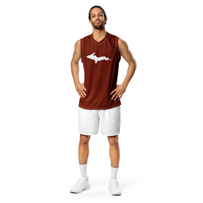 Michigan Upper Peninsula Basketball Jersey (w/ UP Outline) | Unisex - Cherryland Red