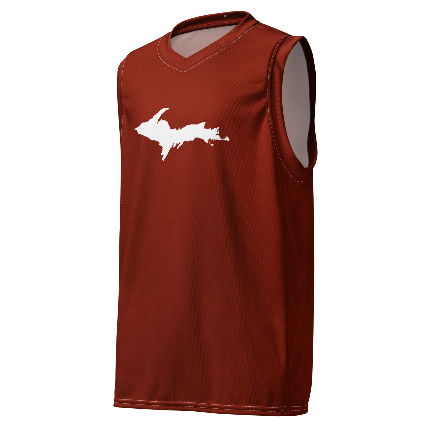 Michigan Upper Peninsula Basketball Jersey (w/ UP Outline) | Unisex - Cherryland Red