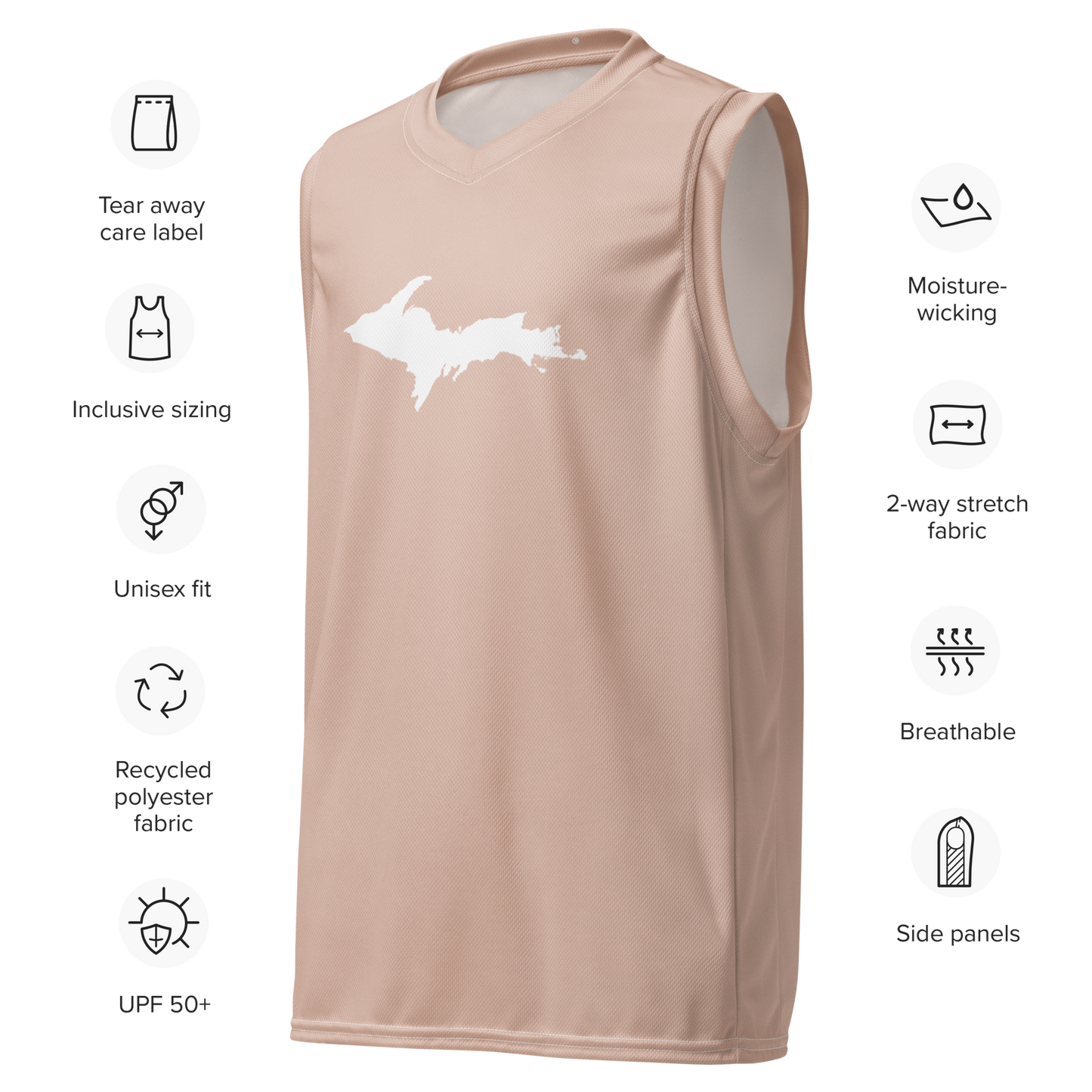 Michigan Upper Peninsula Basketball Jersey (w/ UP Outline) | Unisex - Rose Gold