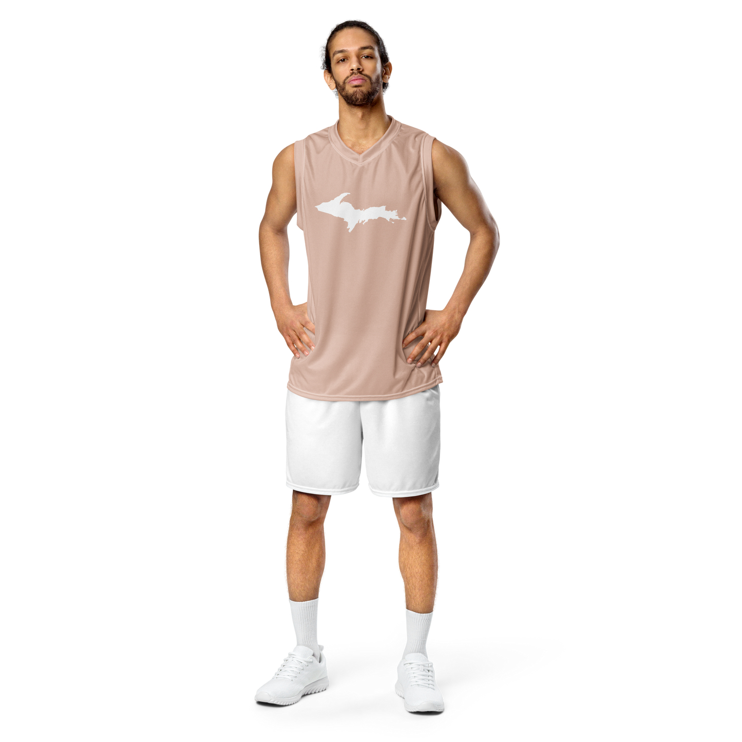 Michigan Upper Peninsula Basketball Jersey (w/ UP Outline) | Unisex - Rose Gold